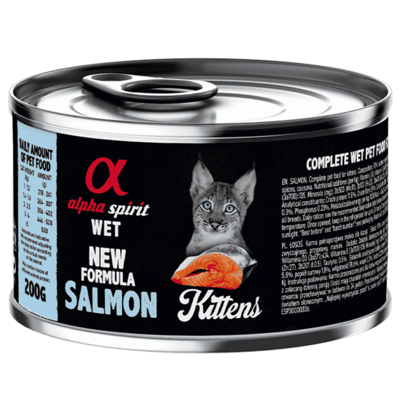 Alpha Spirit Comida Húmeda para Gatitos de Salmón | Alta Palatabilidad y Sin Gluten