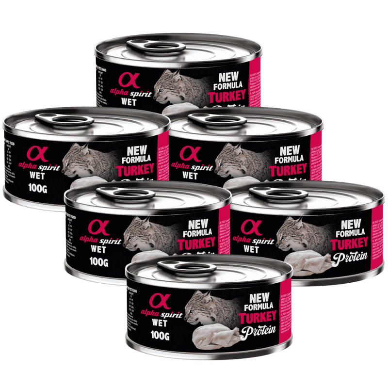 Alpha Spirit Lata Gato Pavo | Comida Húmeda Natural y Grain Free | Alta Digestibilidad y Palatabilidad