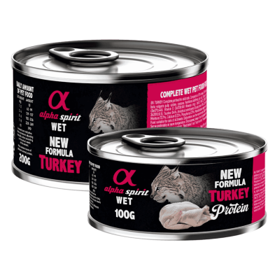 Alpha Spirit Lata Gato Pavo | Comida Húmeda Natural y Grain Free | Alta Digestibilidad y Palatabilidad