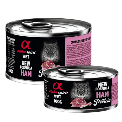 Alpha Spirit Lata Gato Jamón | Comida Húmeda Natural Sin Cereales | Alta Palatabilidad y Sin Aditivos