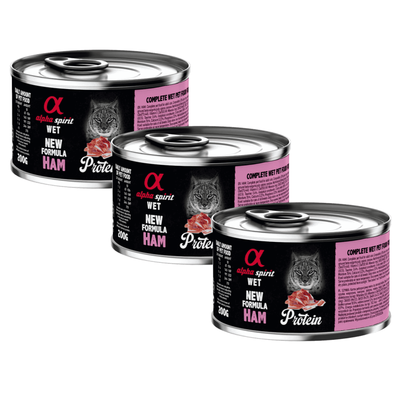 Alpha Spirit Lata Gato Jamón | Comida Húmeda Natural Sin Cereales | Alta Palatabilidad y Sin Aditivos