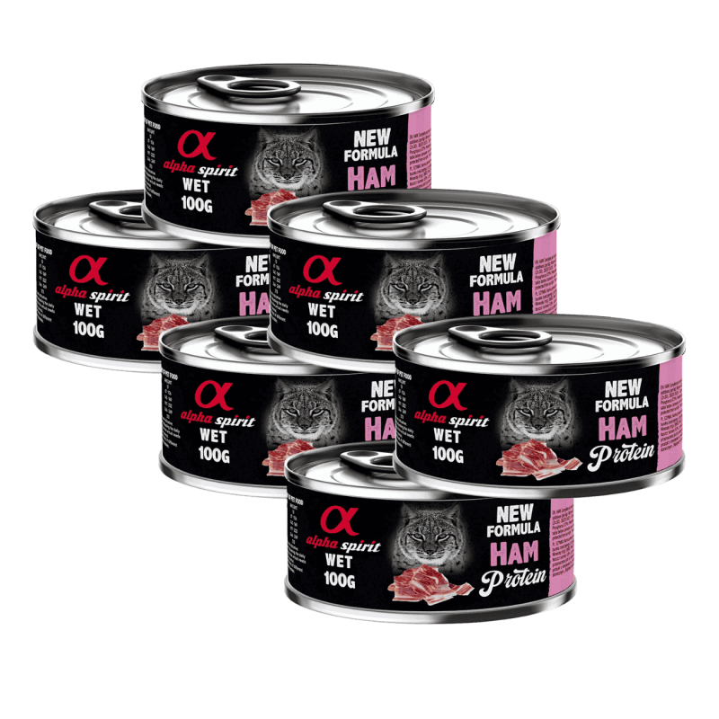 Alpha Spirit Lata Gato Jamón | Comida Húmeda Natural Sin Cereales | Alta Palatabilidad y Sin Aditivos