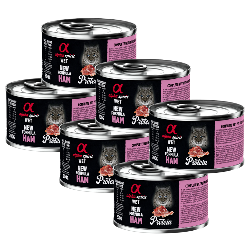 Alpha Spirit Lata Gato Jamón | Comida Húmeda Natural Sin Cereales | Alta Palatabilidad y Sin Aditivos
