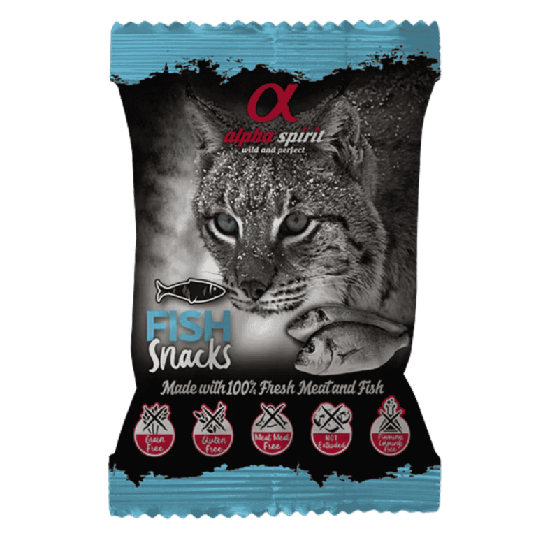 Snacks Alpha Spirit Gato Pescado | Pack 24x50g | Naturales, Sin Cereales y Ricos en Omega 3