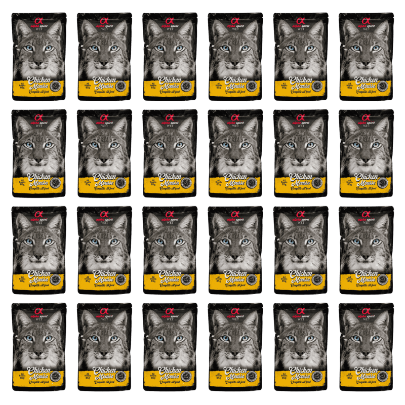 Alpha Spirit Mousse Gato Pollo | Pack 24x85g | Alimento Húmedo Natural, Completo y Sin Cereales