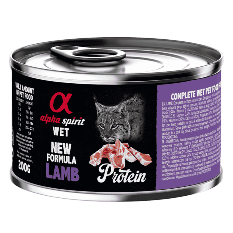 Alpha Spirit Lata Gato Cordero | Comida Húmeda Sin Cereales y Gluten | Alta en Proteína y Sabor Natural