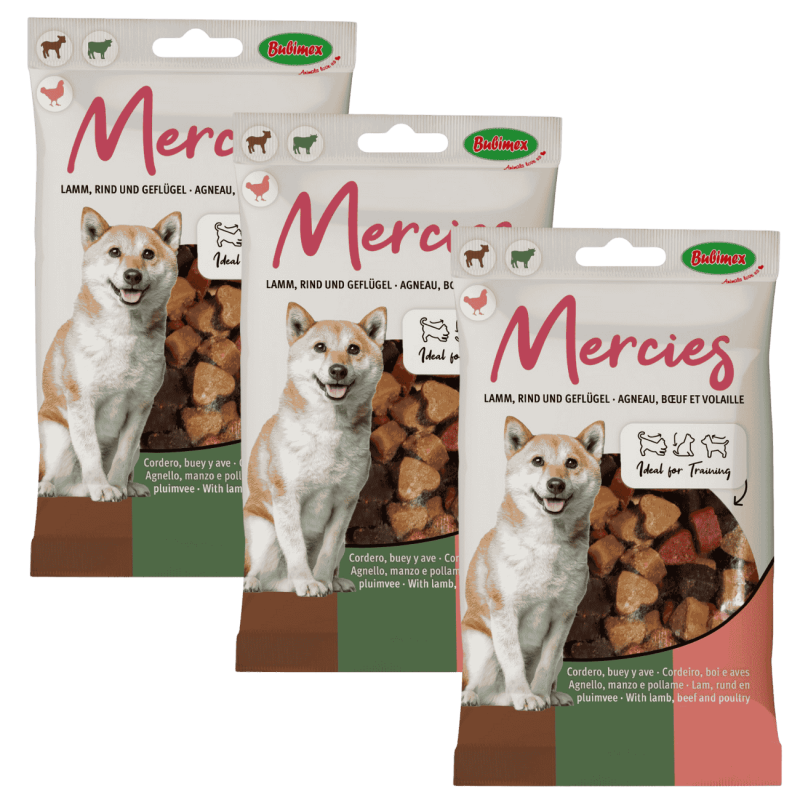 Snacks Bubimex Mercies Cordero, Buey y Ave 100 g | Premios Naturales para Perros | Supienso