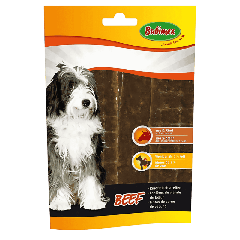 Bubimex Tiras de Bacon de Buey para Perros 60g – Snack Sabroso y Blando