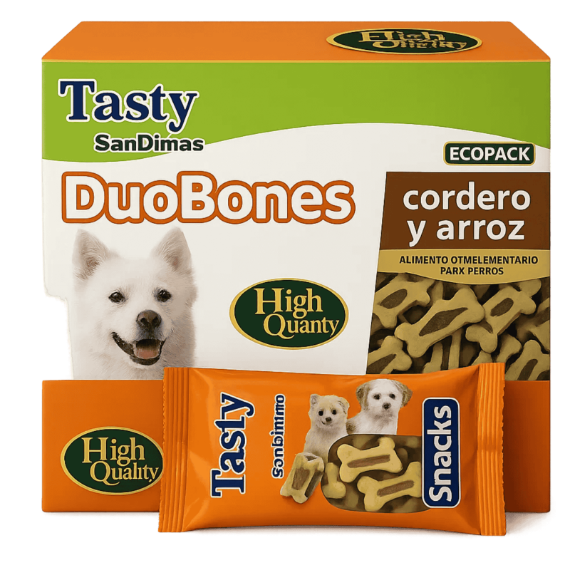 Huesos Tasty Duo Cordero y Arroz 60g | Snack Saludable para Perros