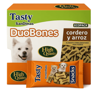 Huesos Tasty Duo Cordero y Arroz 60g | Snack Saludable para Perros