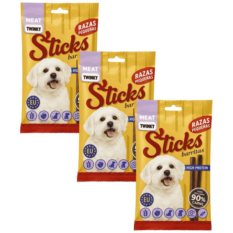 Twinky Sticks Barritas para Perros 90% Carne de Pato 3x36g – Snack Natural y Proteico