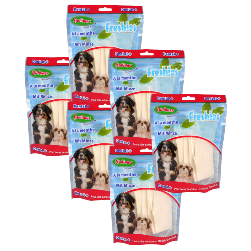 Bubimex Tiras Dentales de Menta para Perros – Pack de 6 Unidades Antisarro y Aliento Fresco