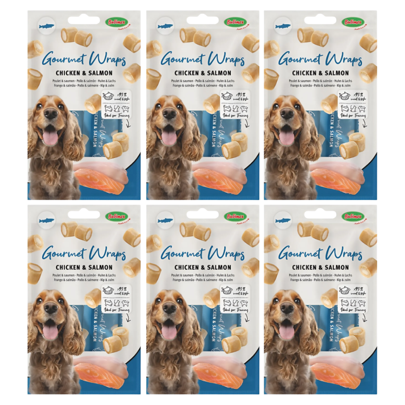 Bubimex Gourmet Wraps de Pollo y Salmón 90g – Snack Natural para Perros | Alto en Proteína y Fácil Digestión