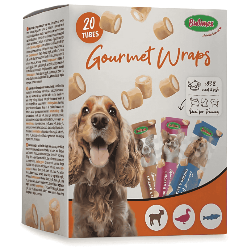 Bubimex MultiPack Gourmet Wraps 200g – Pack Variado de Snacks Naturales para Perros | Pollo, Cordero y Salmón