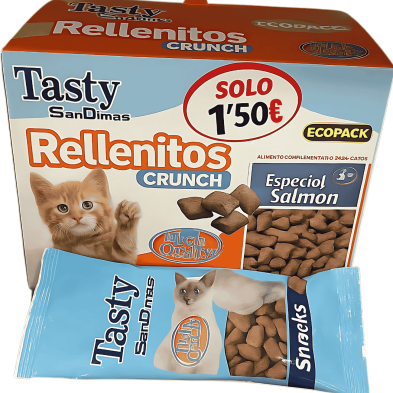Tasty Snacks Rellenitos Crunch Salmón | Delicioso Snack Semihúmedo para Gatos – 50 g