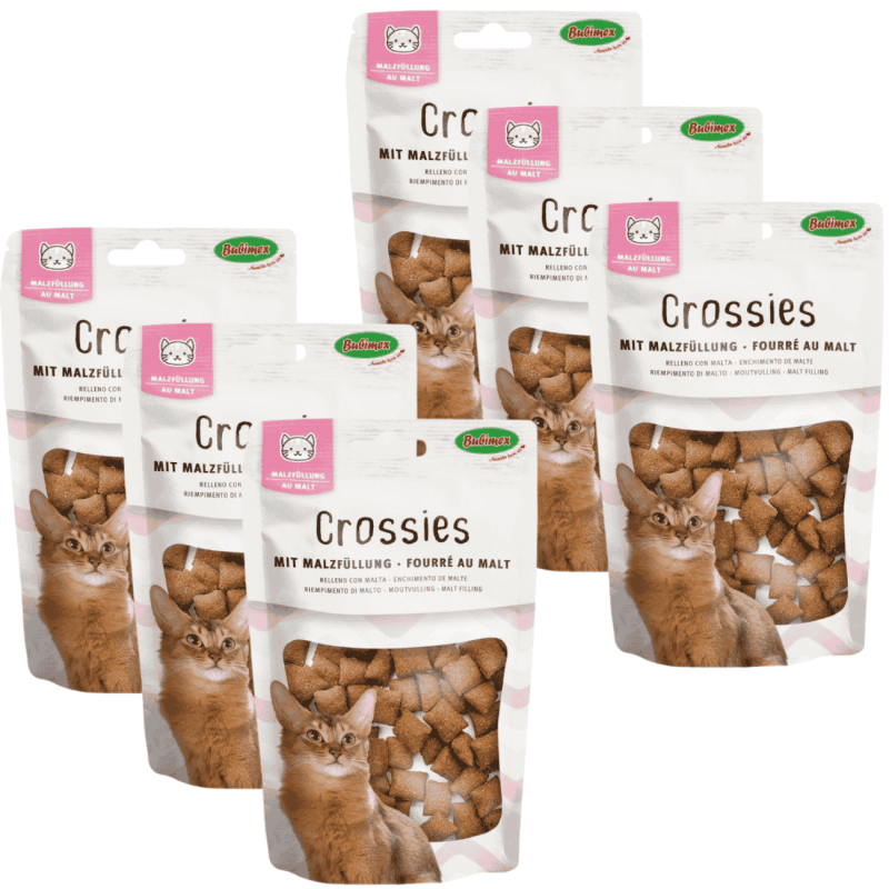 Bubimex Crossies con Malta | Snack Antibolas de Pelo para Gatos – 50 g
