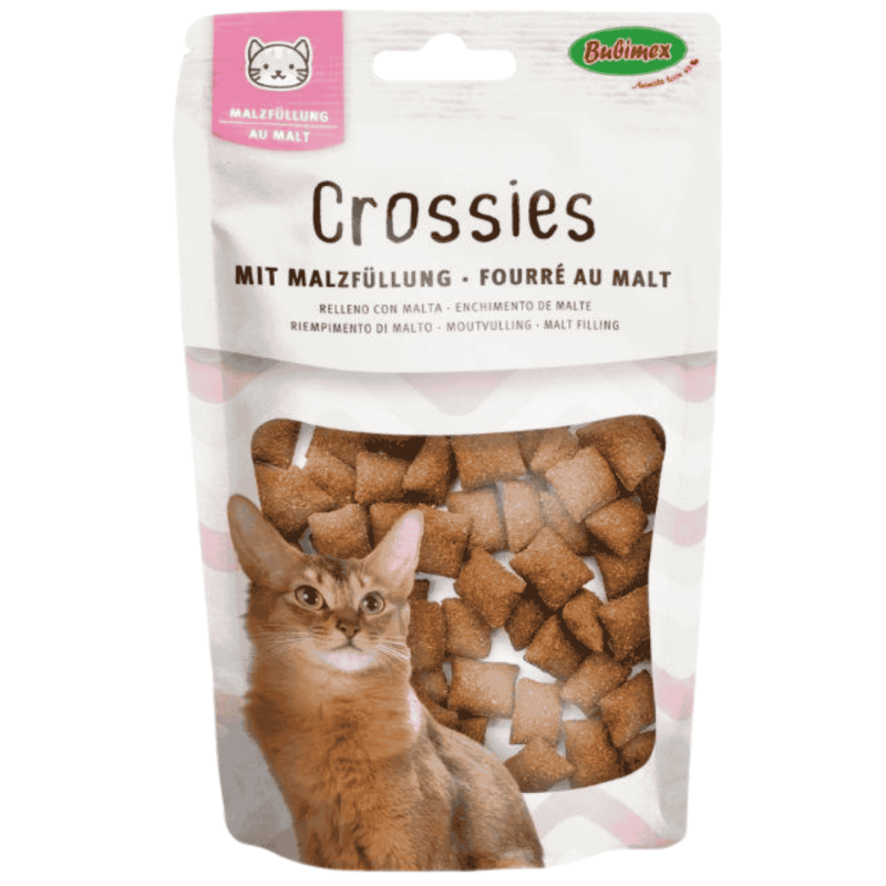 Bubimex Crossies con Malta | Snack Antibolas de Pelo para Gatos – 50 g