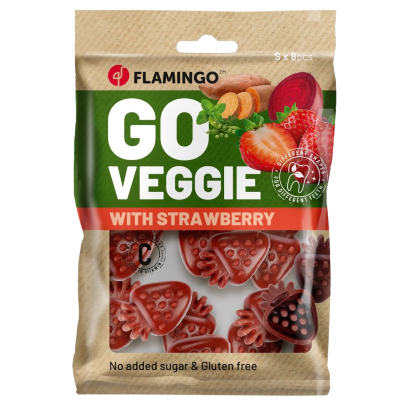 Golosina Veggie Fresa para Perros Flamingo 120g | Snack Natural y Saludable