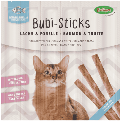 Bubimex Bubi Sticks Salmón y Trucha | Golosina Blando para Gatos – 30 g