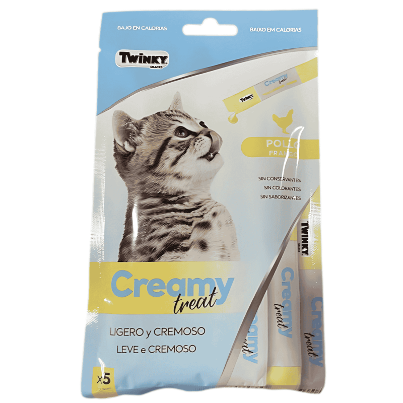 Twinky Creamy Treat Pollo | Snack Cremoso para Gatos – 5x15 g