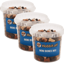 HOBBITALF Golosinas Mini Huesitos Mix Pollo, Cordero, Ternera y Salmón | 500 gr