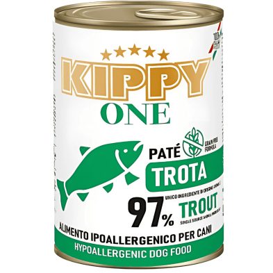 Kippy Paté Hipoalergénico de Trucha para Perros | Comida Húmeda Monoproteica Grain Free 400 g