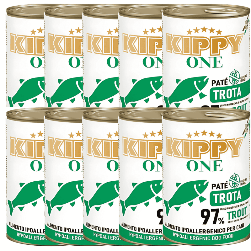 Kippy Paté Hipoalergénico de Trucha para Perros | Comida Húmeda Monoproteica Grain Free 400 g