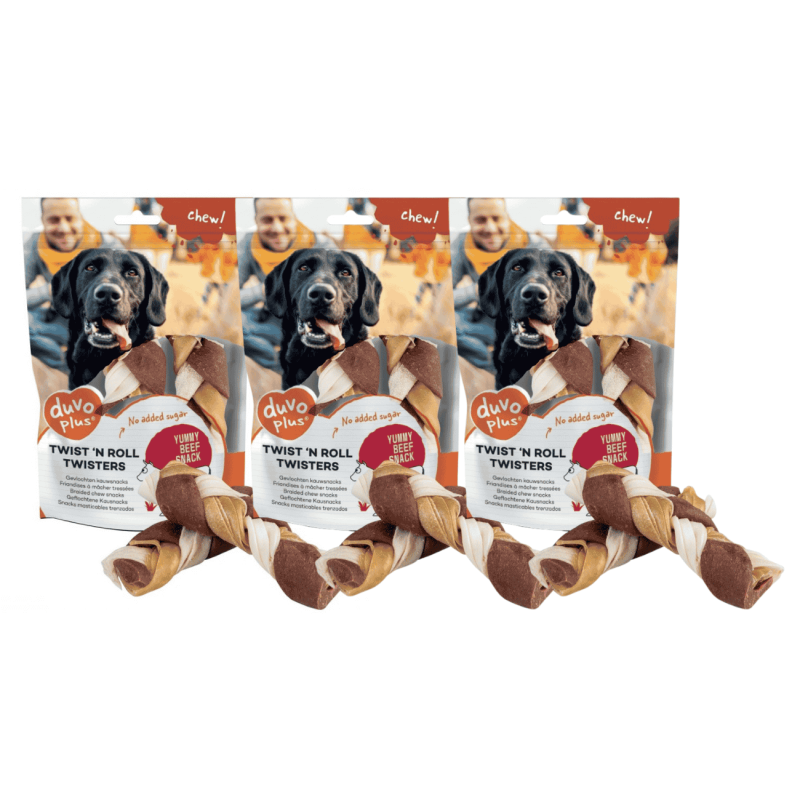 Duvo Twister Buey 12,5 cm – Snack Natural para Perros (Pack de 2)