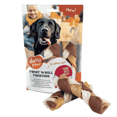 Duvo Twister Buey 12,5 cm – Snack Natural para Perros (Pack de 2)