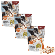 Duvo Golosina Sushi Pollo y Bacalao 180 g – Snack Natural y Sin Gluten para Perros