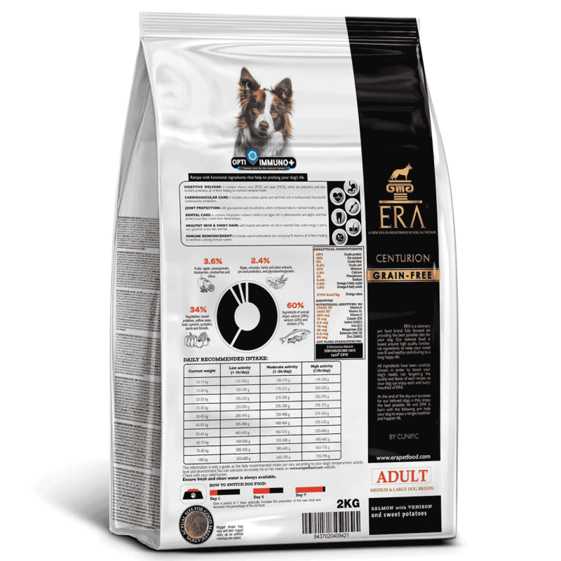 Pienso ERA Centurion Adult M/L Salmón y Venado | Sin Cereales, Alta Digestibilidad – Saco 12 kg