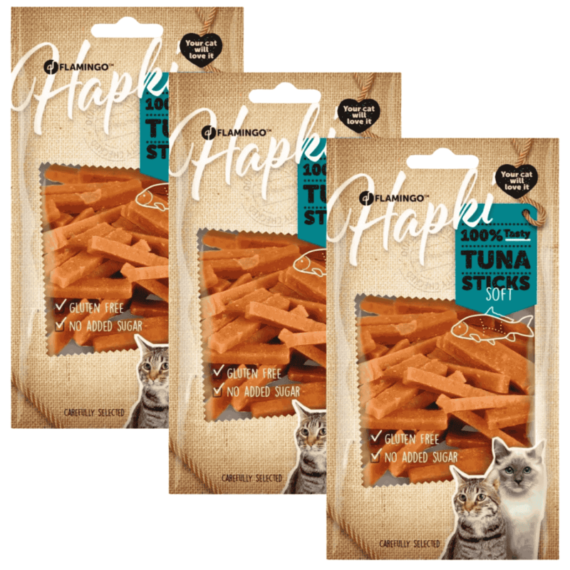 Hapki Tiras de Atún para Gatos 🐟 | Snack Natural Flamingo 50 g