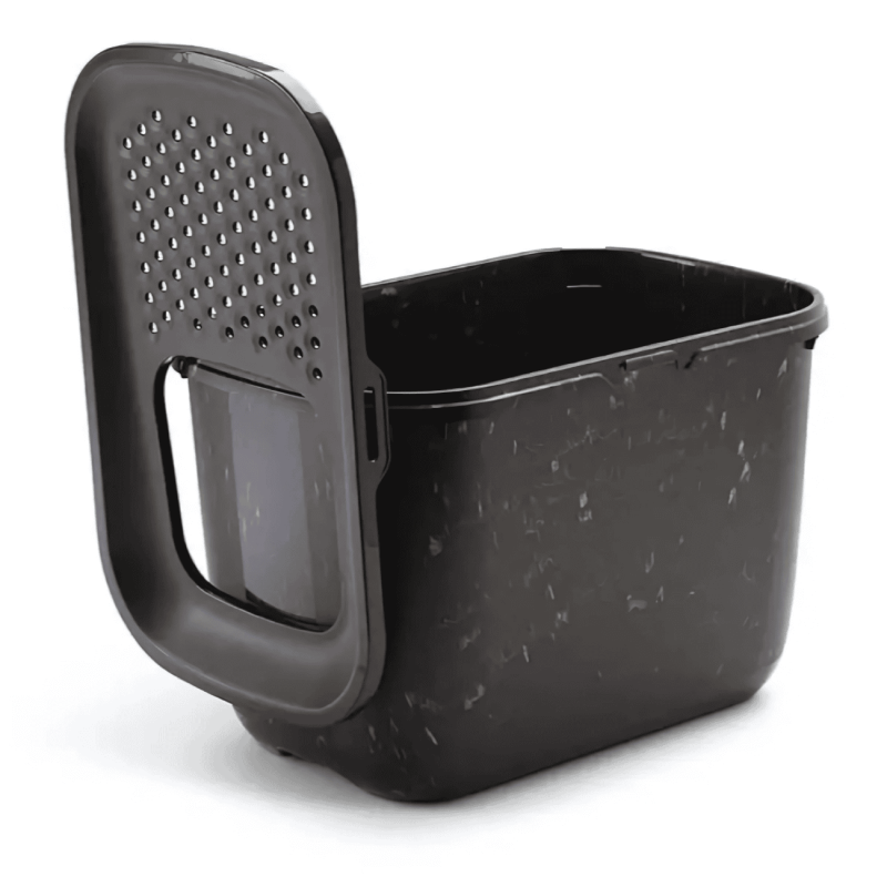 Arenero Cubierto Hop In Marmoleado - Acceso Superior | Diseño Mármol Anti-Dispersión | 39x58.5x39.5 cm