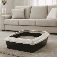 Bandeja Arenero Oval JUMBO con Marco - Amplia, Anti-Salpicaduras | Gatos Grandes | 43.5x56x14.5 cm