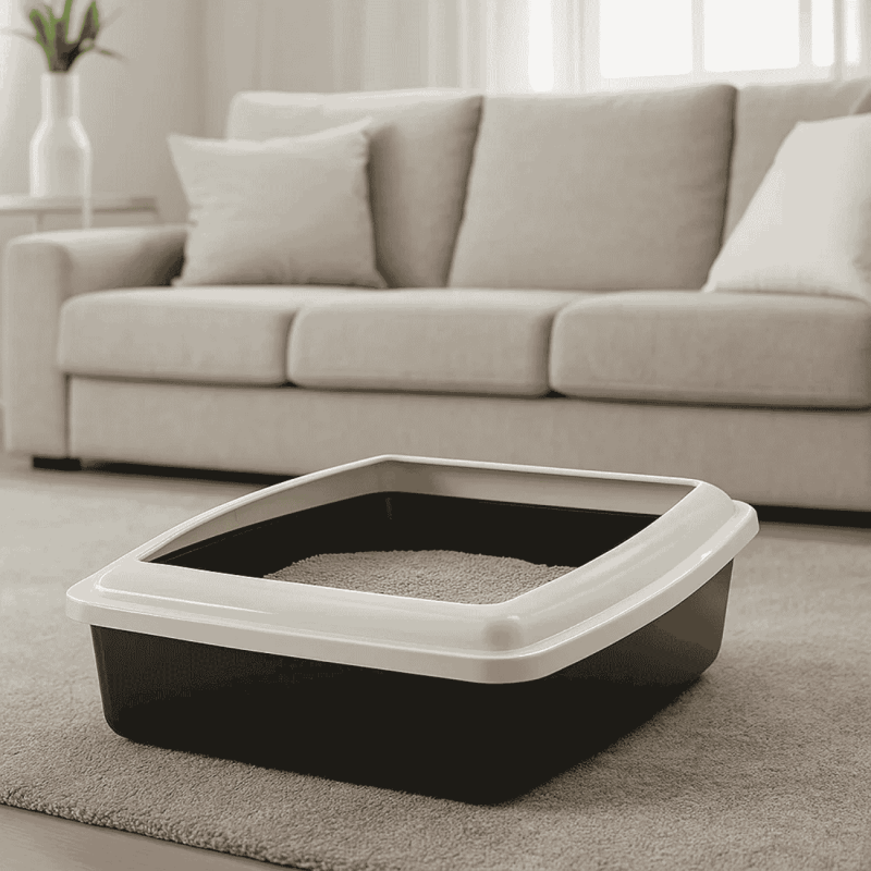 Bandeja Arenero Oval JUMBO con Marco - Amplia, Anti-Salpicaduras | Gatos Grandes | 43.5x56x14.5 cm