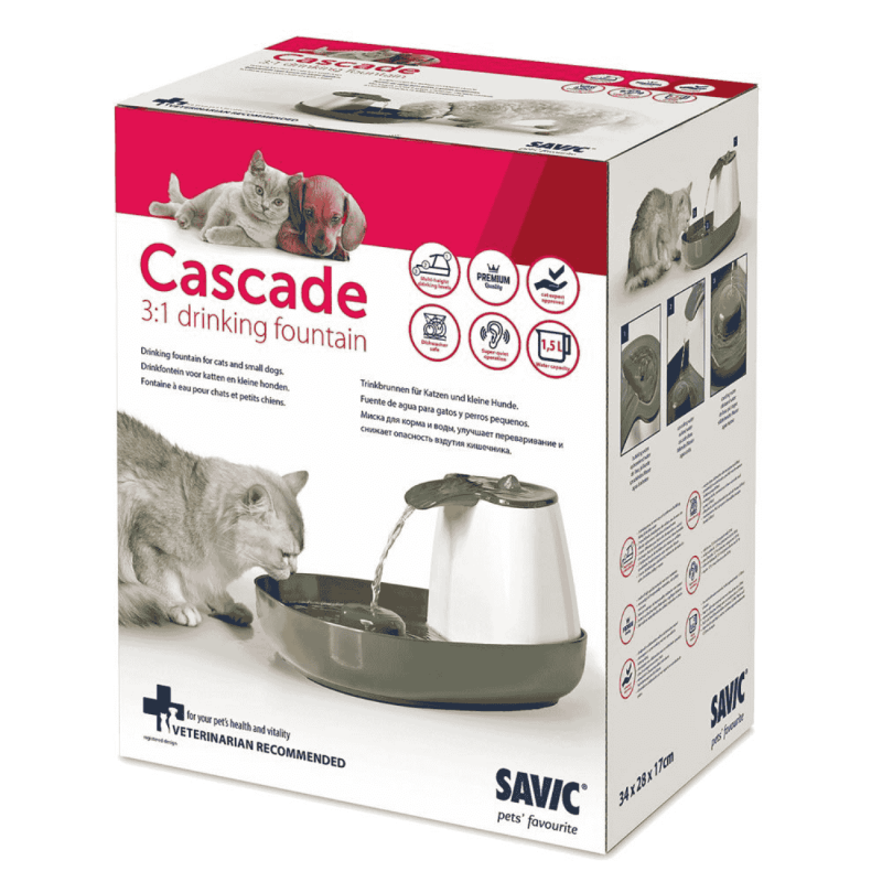 Fuente de Agua para Perros y Gatos CASCADE 1.5L - Hidratación Fresca y Motivadora | Diseño Cascada | 38x34x17 cm