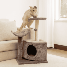 Rascador 2 Palos para Gatos con Cueva y Hamaca | 40x33x64 cm