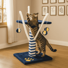 Rascador Doble para Gatos con Pelotas | 30x30x55 cm